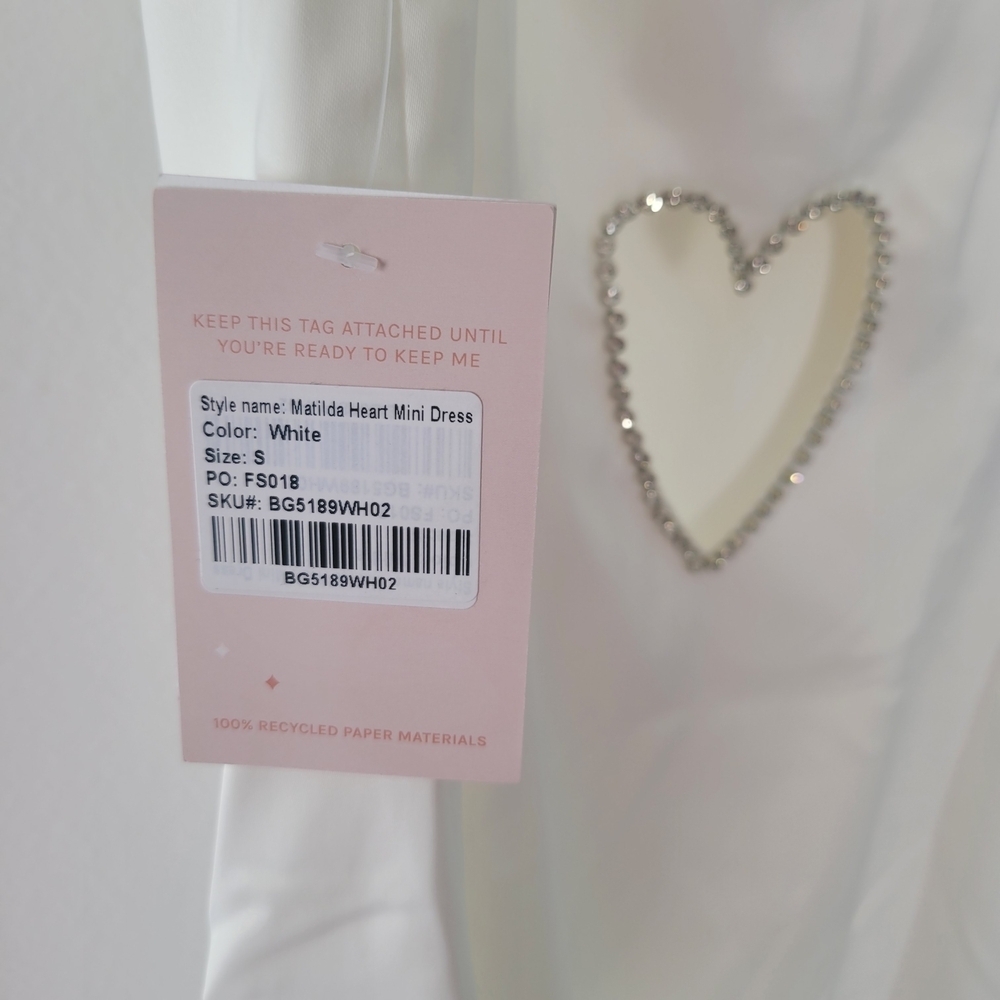 Birdy Grey White Backless Dress with Heart Detail Size S - Picture 8 of 16